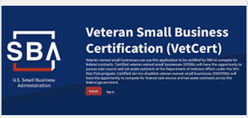 A website page for the veteran small business certification.